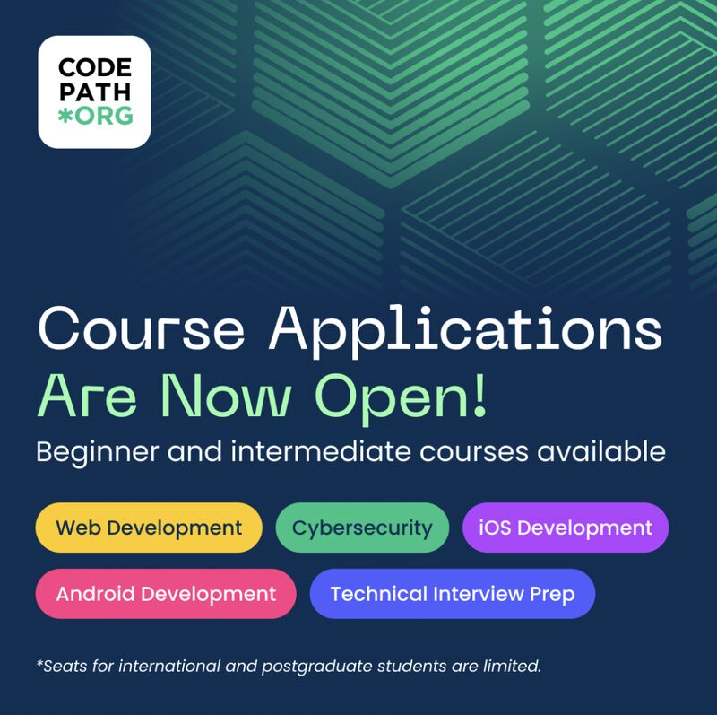 Course Applications Are Now Open graphic showing all five available course tracks