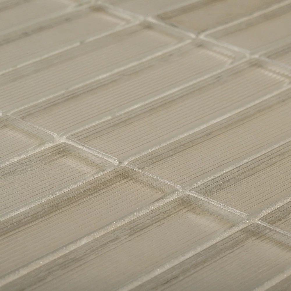 Jeffrey Court Elegant Tones Hue Stack Glass Mosaic in Cognac installed