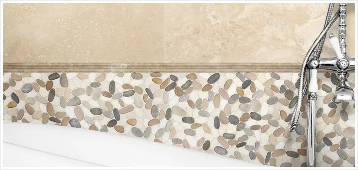 Bali Harmony Warm Blend Flat Stone Mosaic Installed