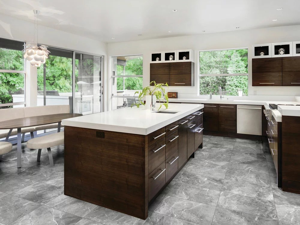 Regency Carbon Porcelain Tile installed in a kitchen