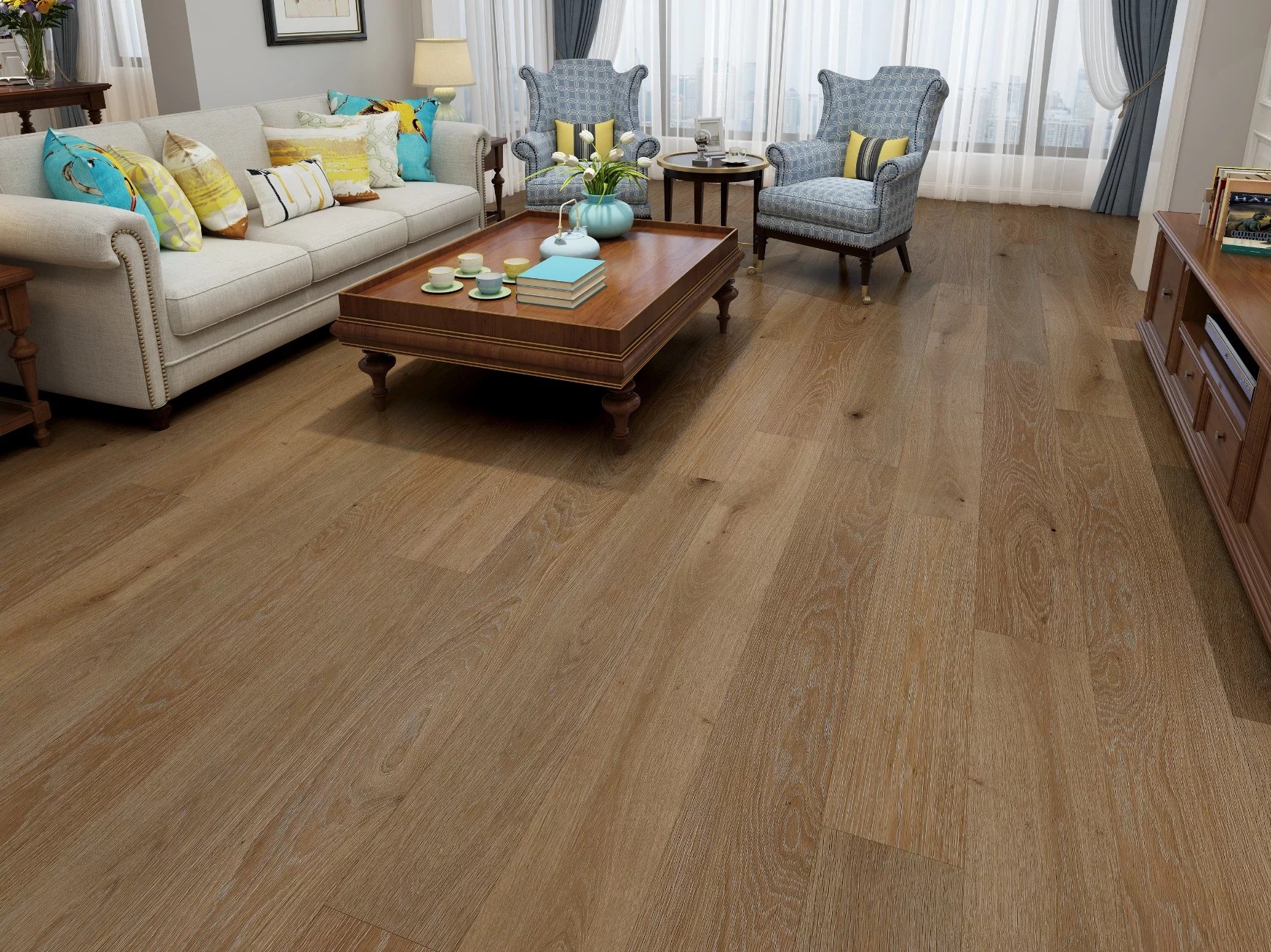 Nouveau 8 European Oak Hardwood Flooring Installed in a modern home