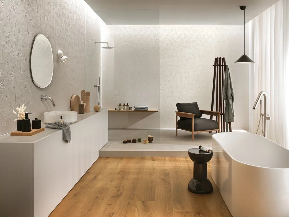 3D Wall Carve Large Matte Ceramic Tiles Installed on a Wall