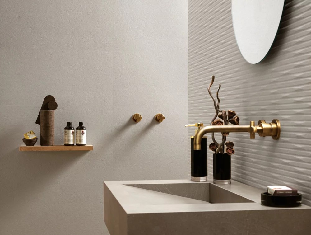 3D Wall Carve Large Matte Ceramic Tiles Installed on a Wall