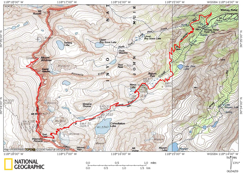 Mt Whitney Trail Hiking And Backpacking Timberline Trails W136Y 