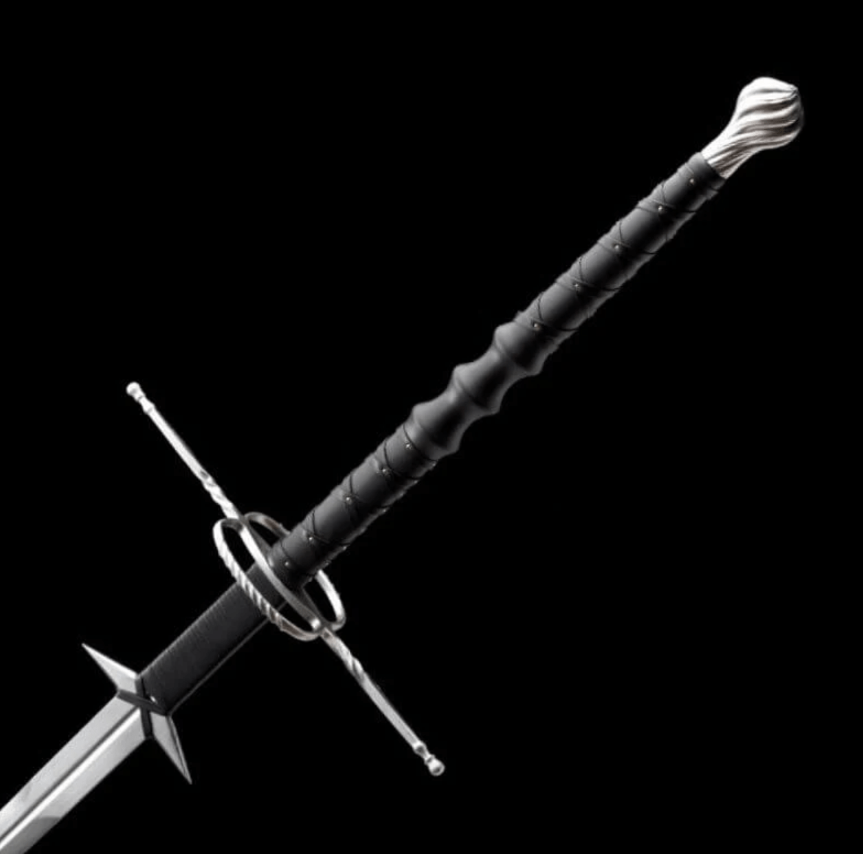 Zweihänder grip and long leather-wrapped ricasso