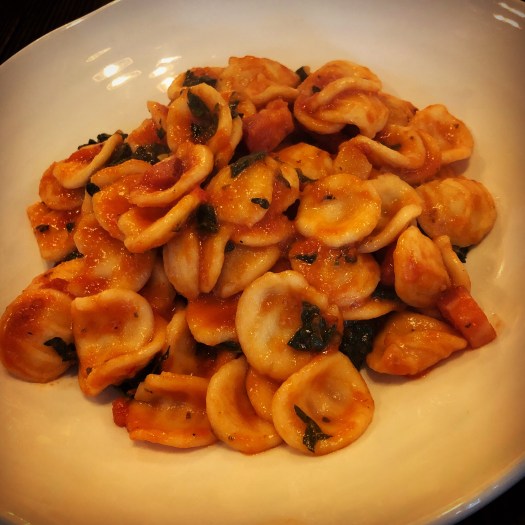 orecchiette pasta with nduja, pancetta & cime di rapa