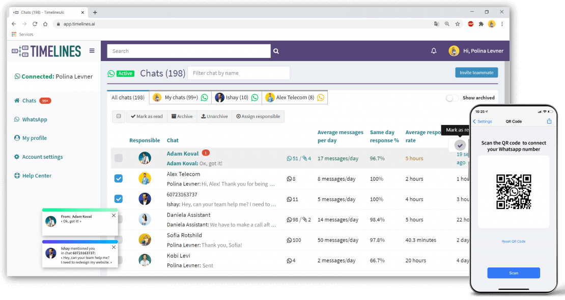 Whatsapp Shared Inbox TimelinesAI