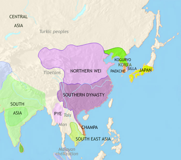 Modern Map EastAsia AD500 