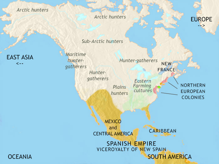 Map of north america before colonization