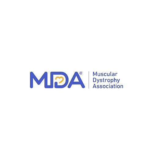 Muscular Dystrophy Association logo with a heart design in the letter D.