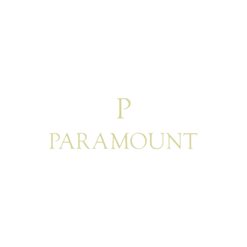 Paramount with a large capital "P" above on a black background.