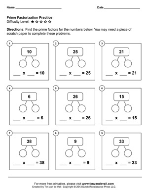 prime factorization worksheets 5th grade math worksheets pdfs tim s printables