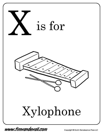 x is for xylophone coloring page tim s printables