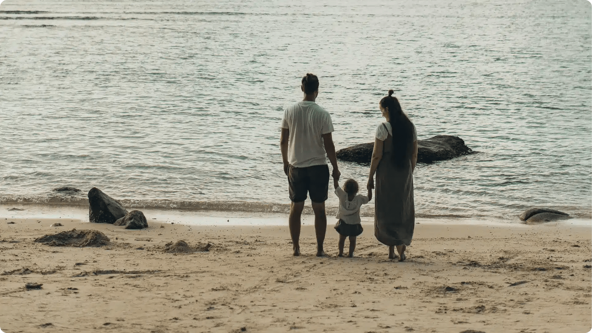 Parent & Child On Beach
