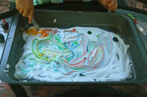 Shaving cream and food coloring