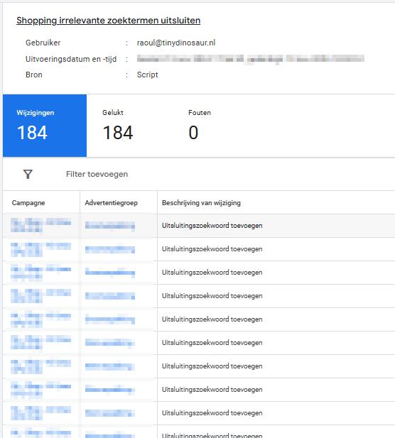 Script uitsluitingen
