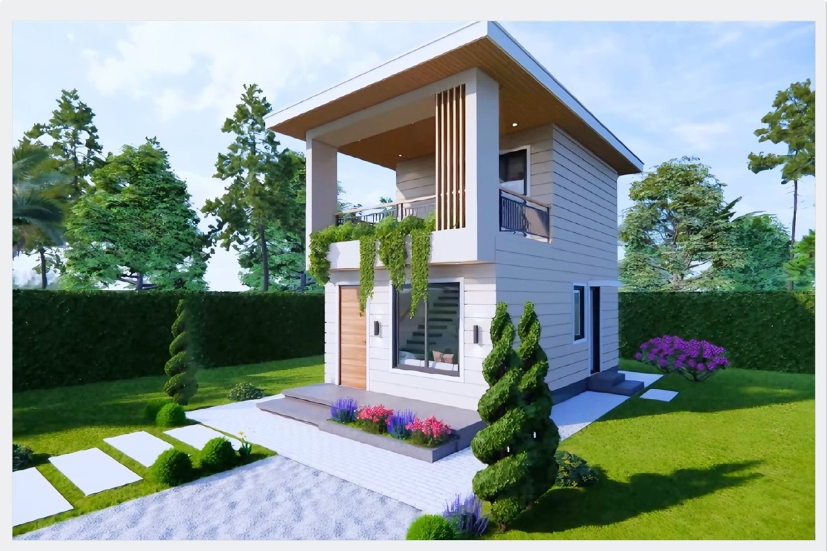 Two Storey Small House Model 4×7 Simple Plan