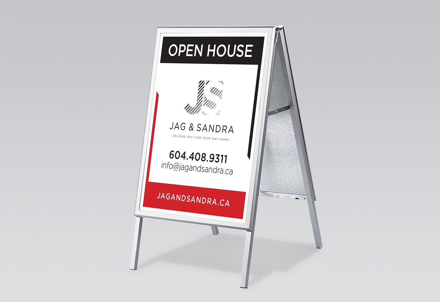 Jag & Sandra Open House Sign