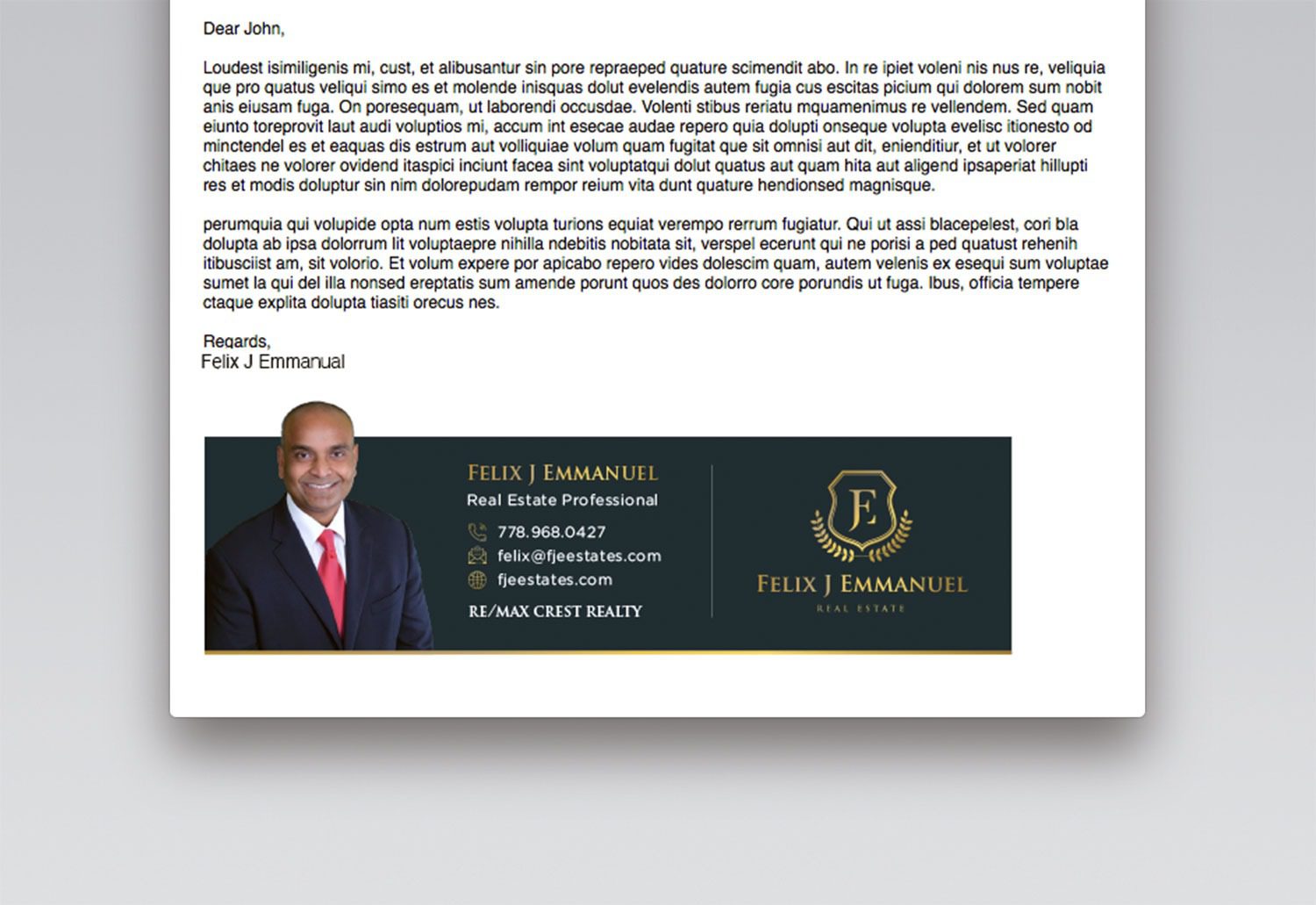 Felix J Emmanual Email Signature