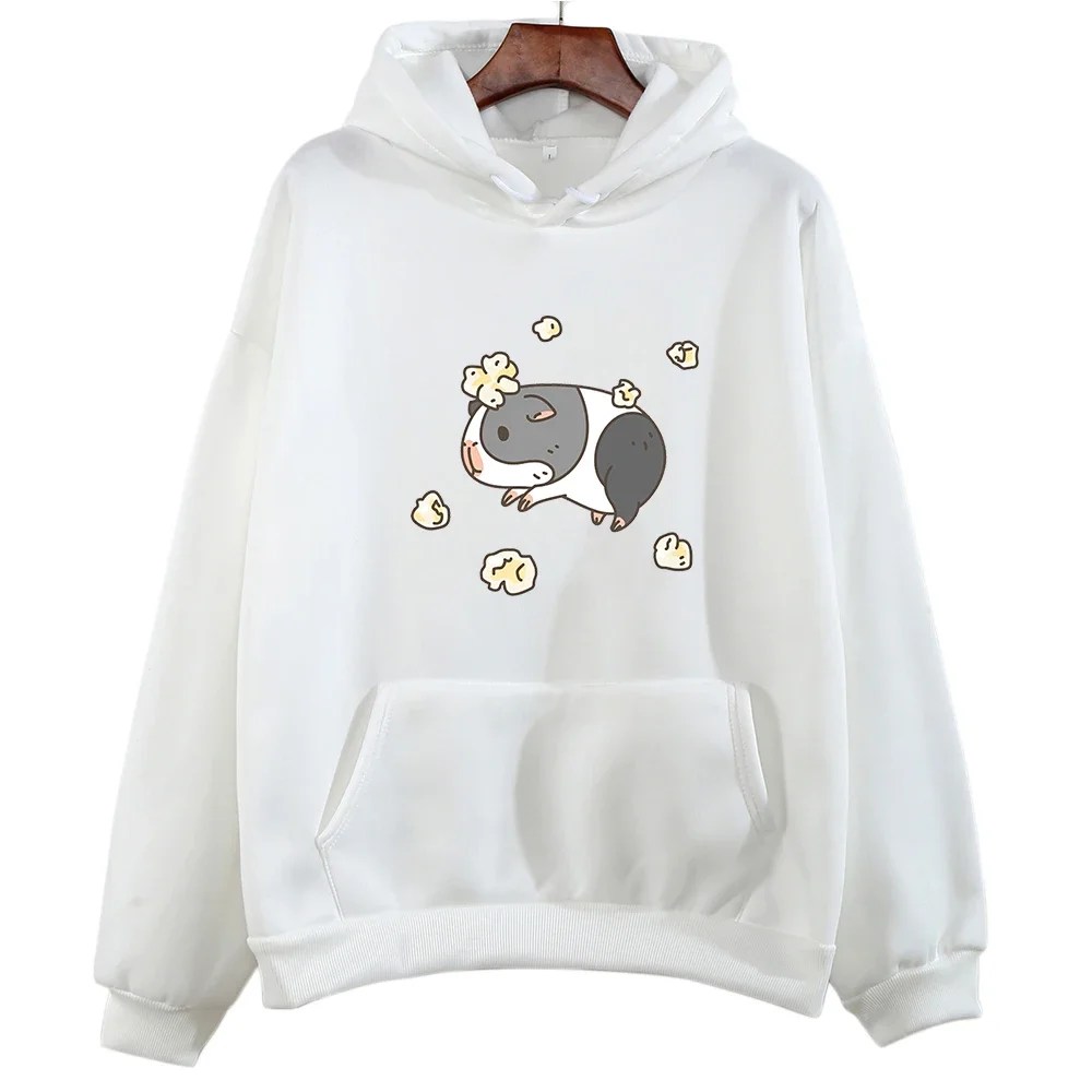 Domesticated Guinea Pig Animal Cavia Porcellus Anime Hoodie WOMEN Cartoon Kawaii/Cute Long-sleeved Sweatshirt Manga/Comic O-neck