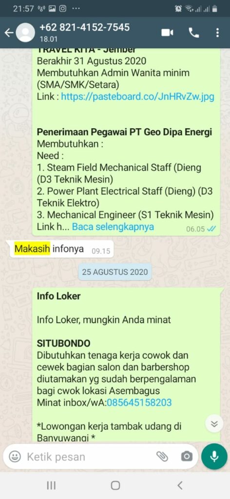 Protokol yang lain adalah pelaku usaha harus mewajibkan para pekerja mengenakan alat pelindung diri terutama masker, pelindung wajah (faceshield) . Whatsapp Center Solusi Cepat Dapat Kerja Dijamin Update
