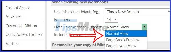 Default settings in excel should be changed