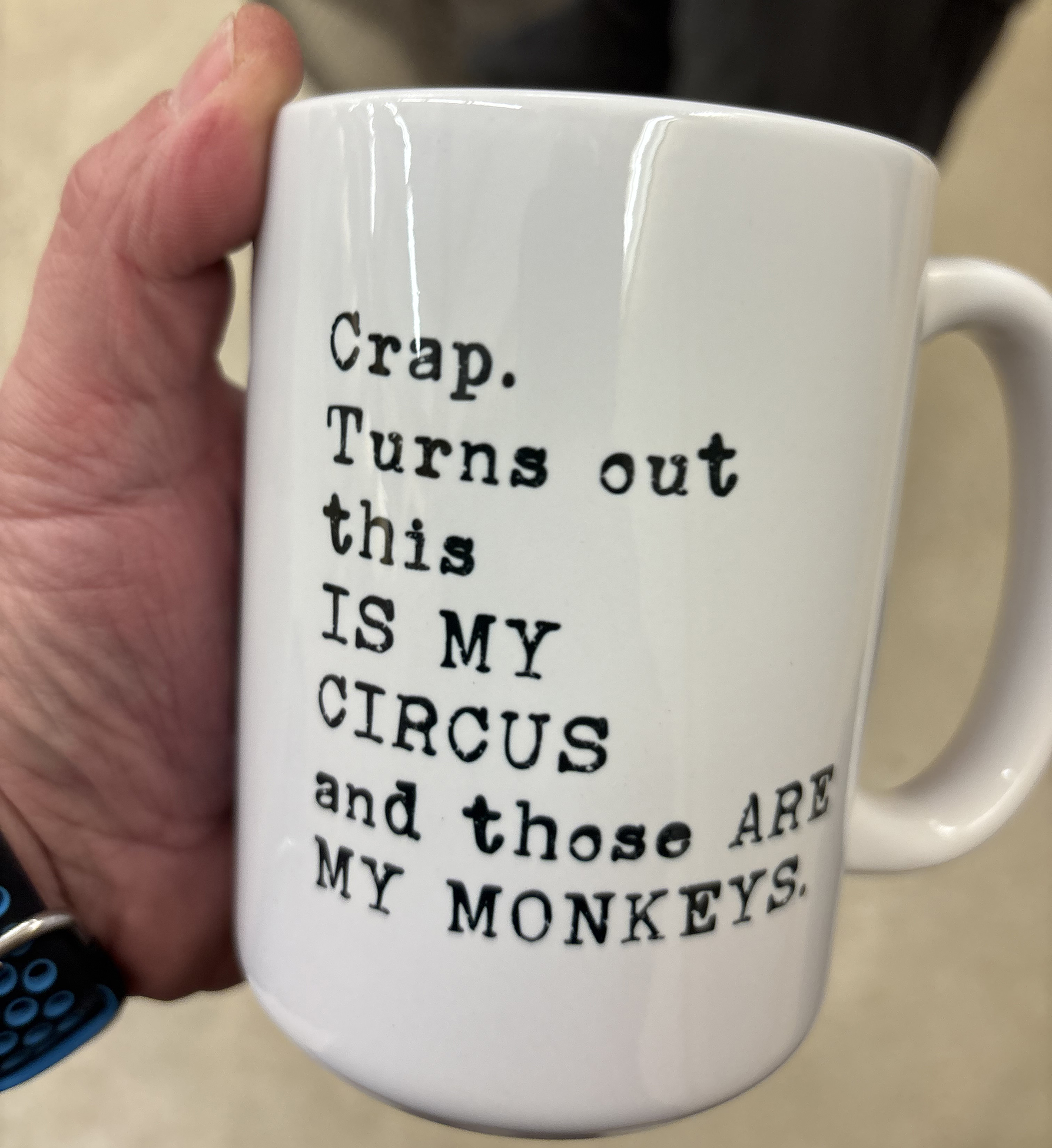 A mug that read "crap. Turns out this is my circus and these are my monkeys" Some Feelings You Can’t Put Into Words