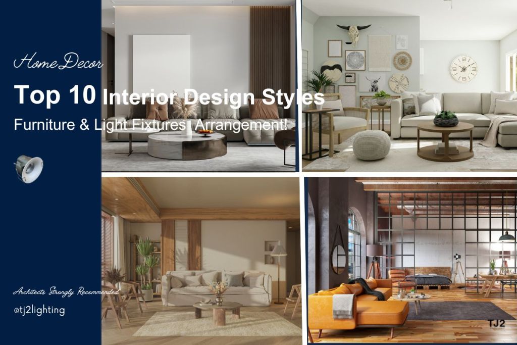 TOP 10 Interior design styles: Furniture Arrangement + Lighting Selection! Interior Design Styles 2025, Interior Design ideas 2025, Interior Design examples, home Design Styles, home decorating styles, nordic, luxury, modern, industrial, muji, american interior design styles, home lighting, residential lighting, indoor lighting design, 裝潢風格案例,裝潢圖庫總覽, 最新裝潢風格推薦,裝潢風格案例,裝潢風格比較,裝潢風格差異,小坪數裝潢風格,裝潢風格照片,裝潢風格參考, 室內設計案例推薦,最新室內設計風格介紹,北歐風,輕奢風,現代風,工業風,無印風,簡約風,美式風格,鄉村風格,古典風格,居家照明設計,住宅照明設計,室內照明設計,燈具店推薦,燈飾店推薦,燈具店台中,燈具店台北,燈具店新竹,TJ2 Lighting東捷生活科技,H&L東捷生活家居