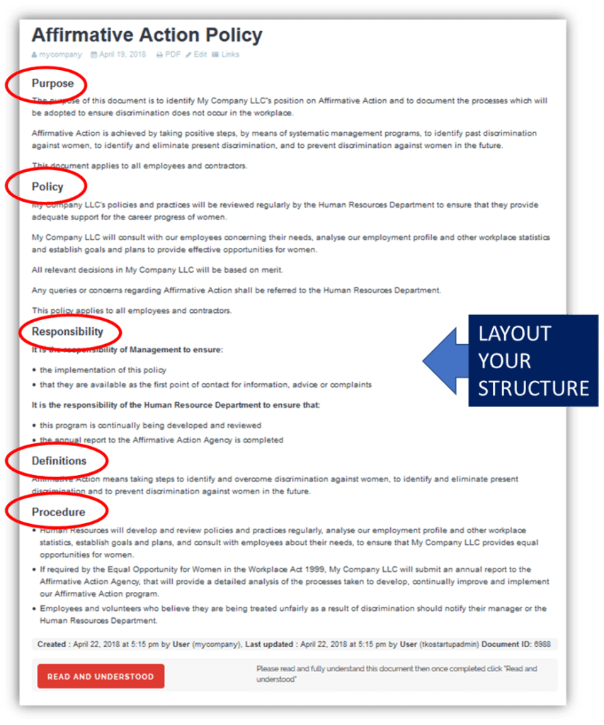 Sample Policies And Procedures Template Tko Policy Guides