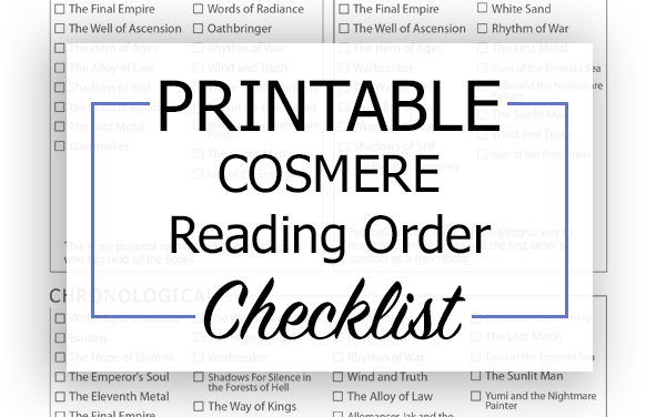 Cosmere Reading Order Printable Checklist