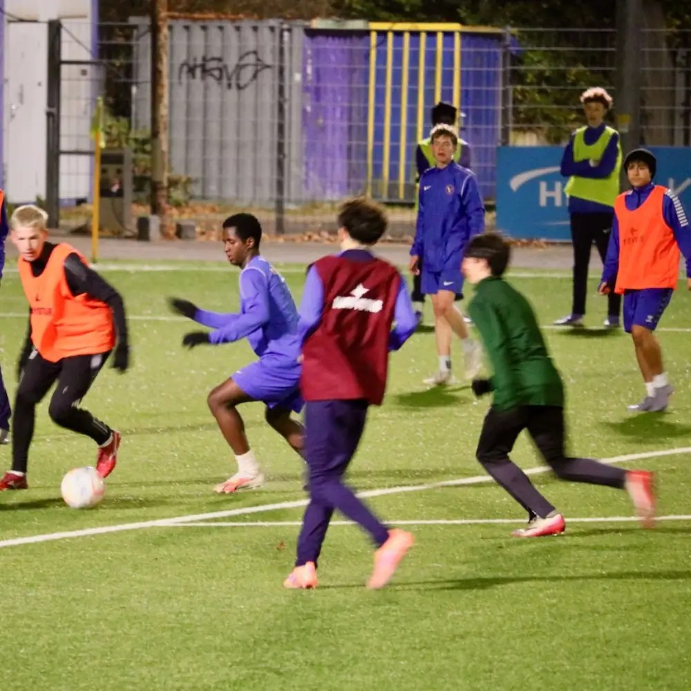 Boys play a small-sided game in a soccer program in Germany.