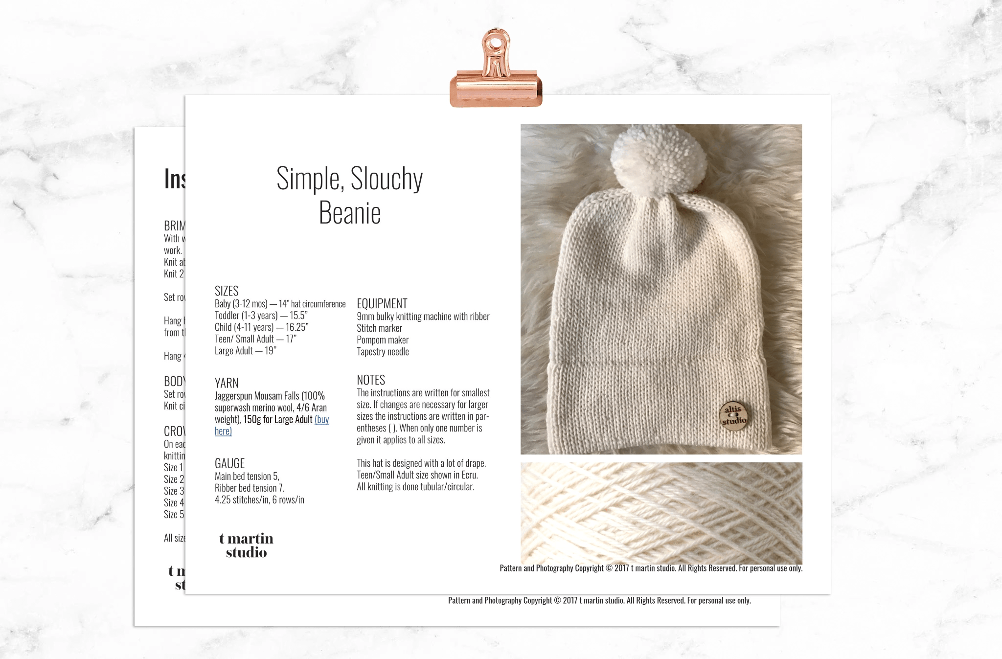 Simple, Slouchy Beanie Pattern Preview