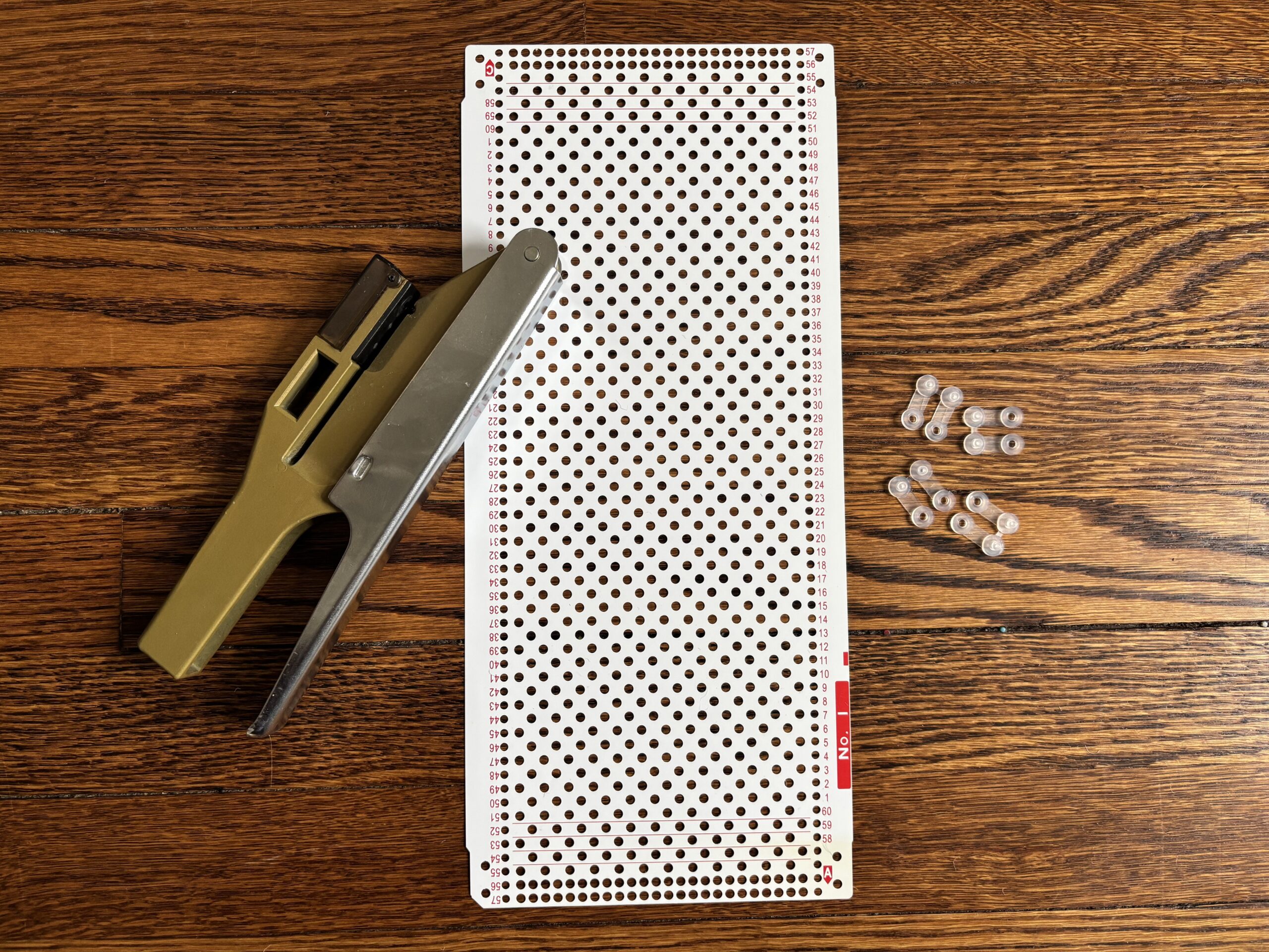 Punch card tools. Handy punch, punch card, punch card snaps