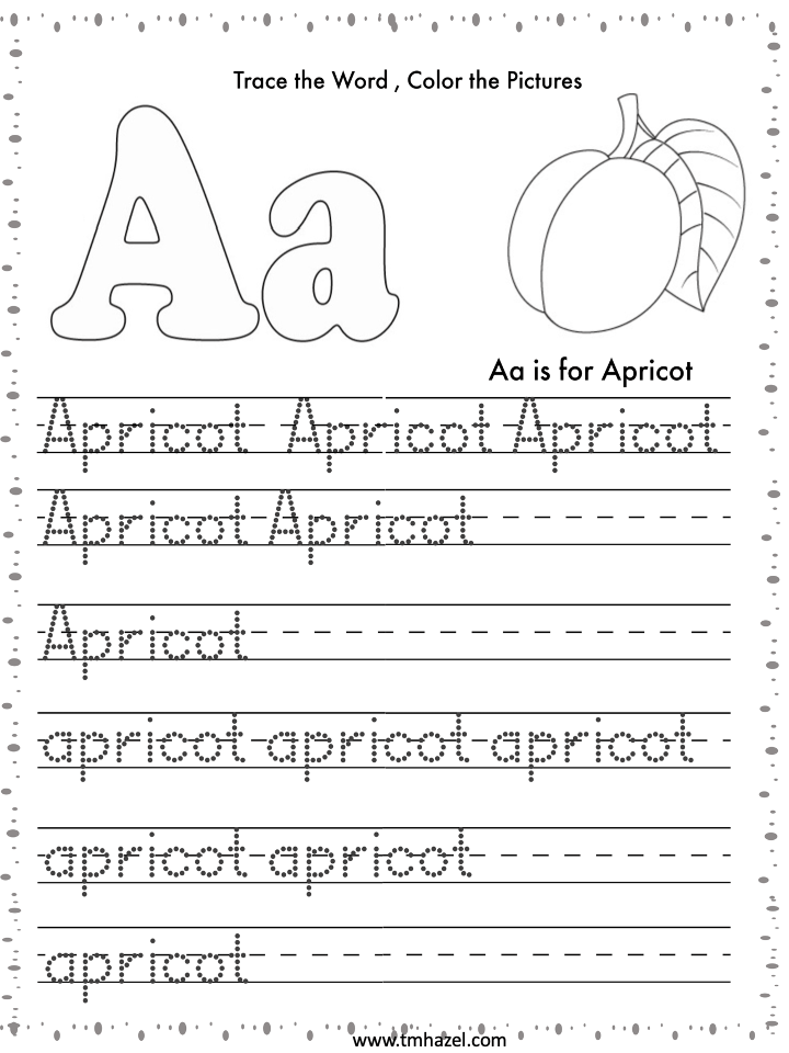 Worksheets for preschool learning colors. Healthy Alphabet Tracing Worksheets Confident Learning For Kids