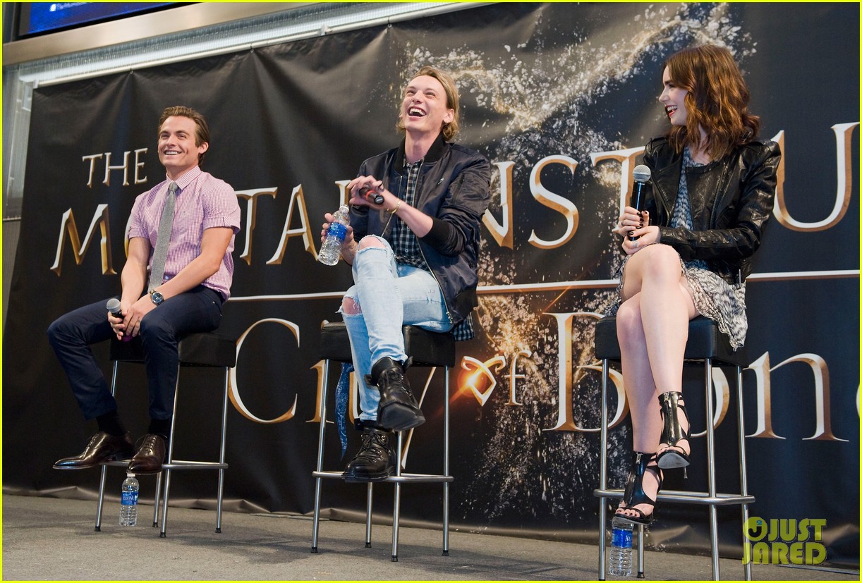 Lily Collins, Jamie Campbell Bower and Kevin Zegers of "The Mortal Instruments" at Mall of America in Minneapolis