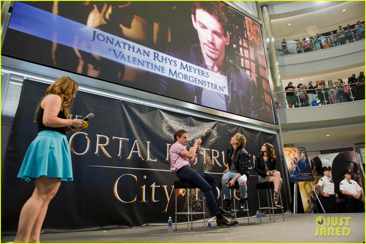 Lily Collins, Jamie Campbell Bower and Kevin Zegers of "The Mortal Instruments" at Mall of America in Minneapolis