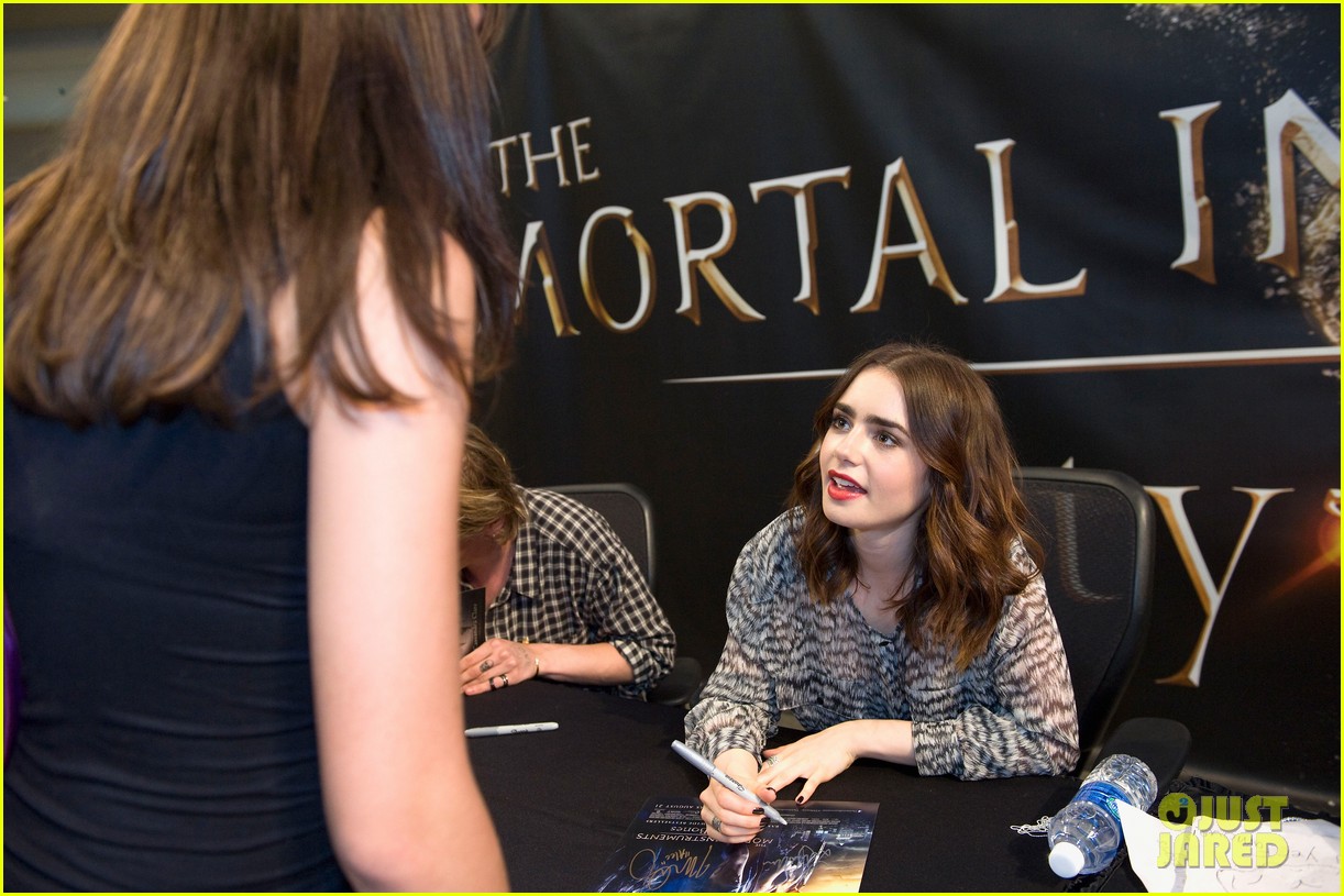 Lily Collins, Jamie Campbell Bower and Kevin Zegers of "The Mortal Instruments" at Mall of America in Minneapolis