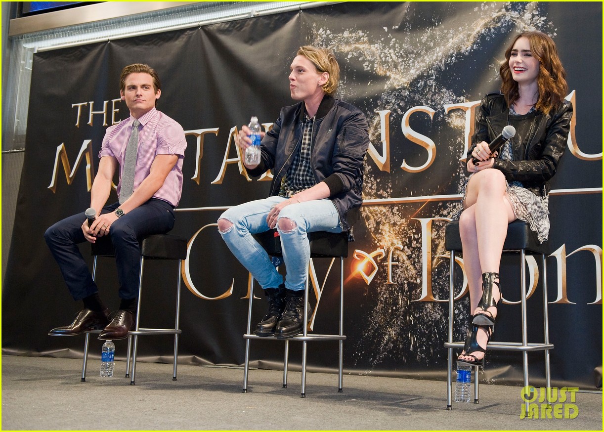 Lily Collins, Jamie Campbell Bower and Kevin Zegers of "The Mortal Instruments" at Mall of America in Minneapolis