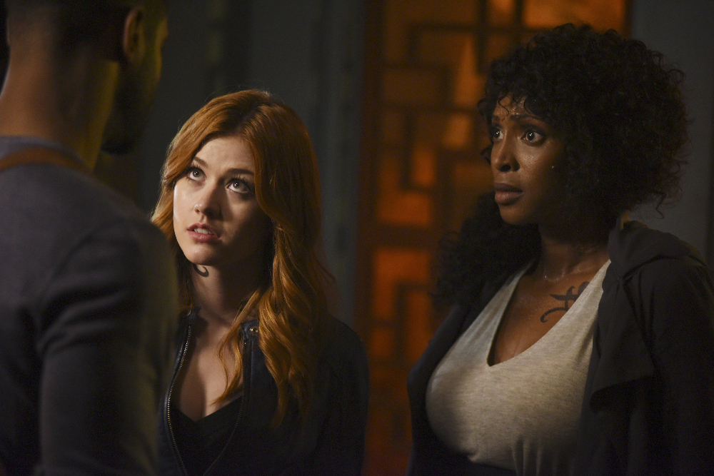 SHADOWHUNTERS - "How Are Thou Fallen" - Clary and Luke find themselves at odds over Cleo in “How Are Thou Fallen,” an all new episode of “Shadowhunters,” airing MONDAY, FEBRUARY 13 (8:00 – 9:00 PM EDT) on Freeform. (Freeform/John Medland) KATHERINE MCNAMARA, LISA BERRY