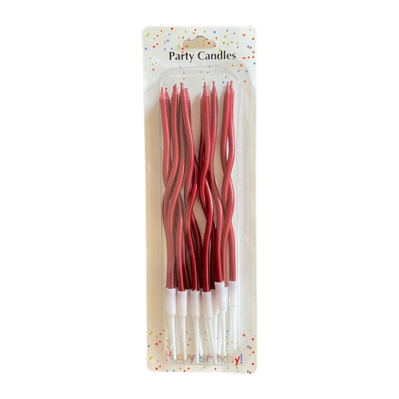 Metallic Swirl Candles - Maroon