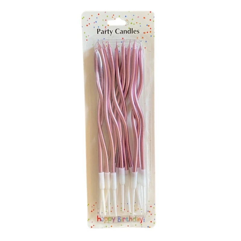 Metallic Swirl Candles - Hot Pink