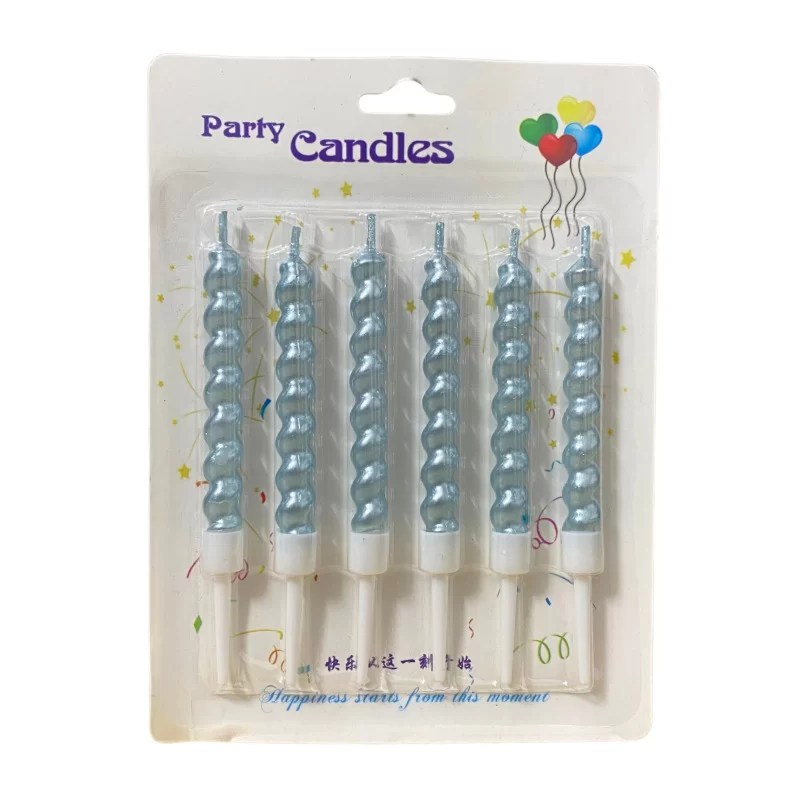 Metallic Luminous Candle 6 Pcs- Metallic Blue