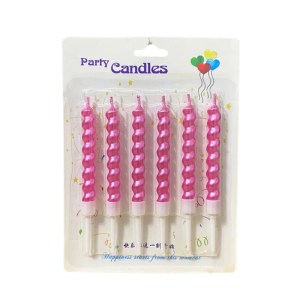 Metallic Luminous Candle 6 Pcs - Hot Pink