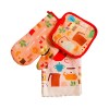 3 Pcs Kitchen Set - Glove + Pot Holder + Hand Towel (Random Designs)