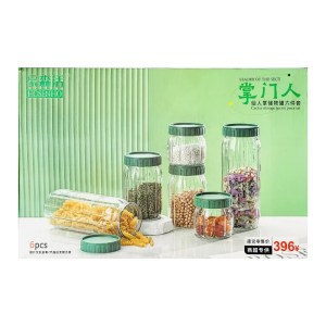 Hosenho 6 Pcs Glass Storage Jar Set