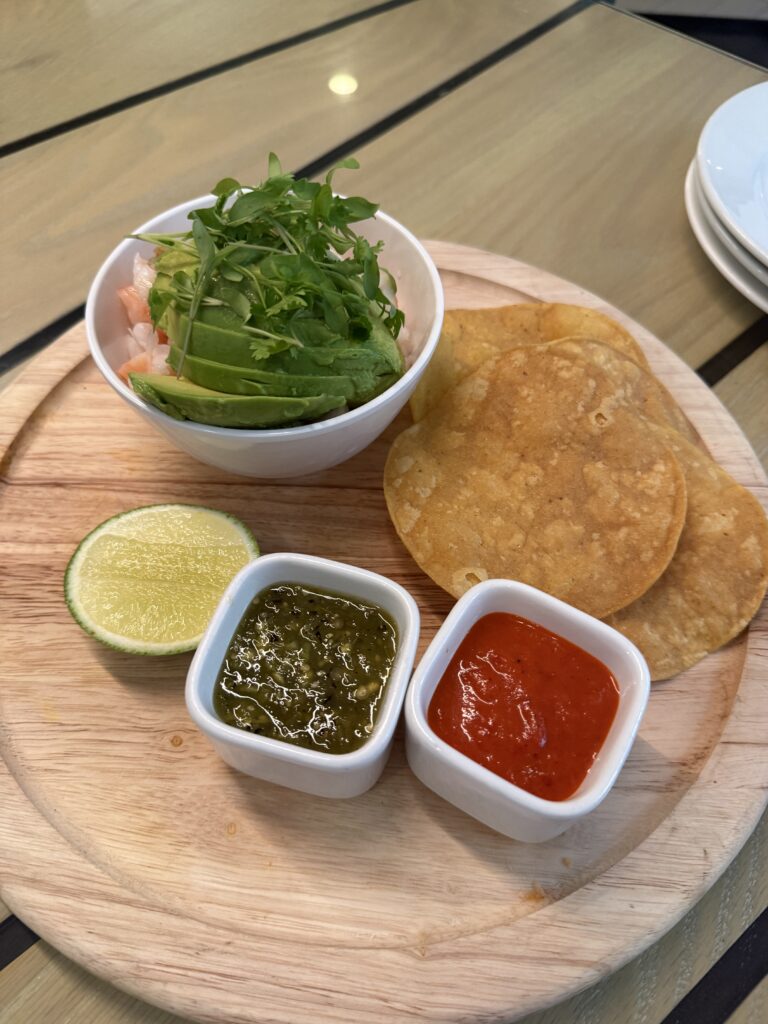 Shrimp tostada at Harbor Bar and Bistro