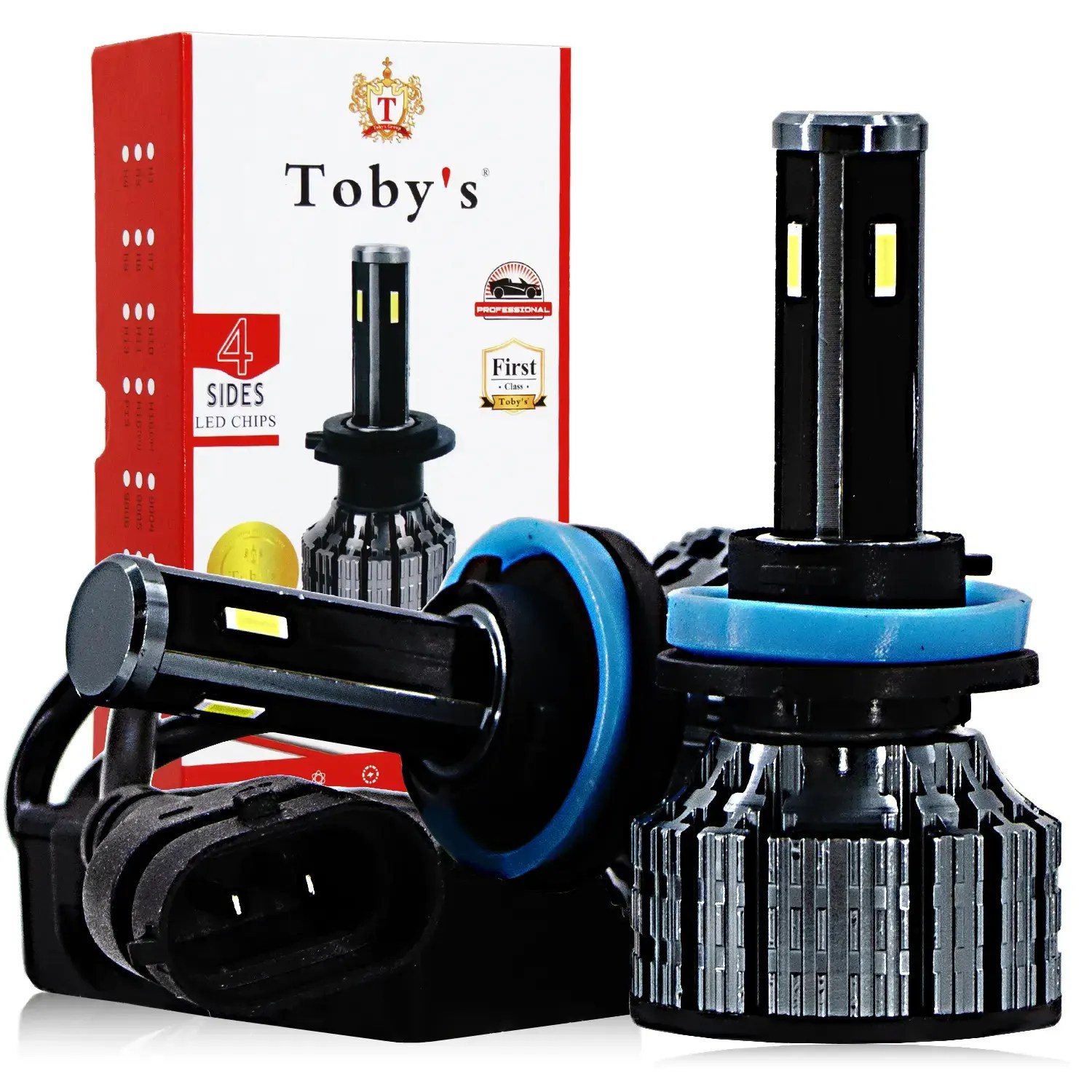 Tobys T4 MAX H8 H9 H11 LED Headlight Bulbs 6500K Super Bright LED Bulb High Low Beam Halogen Replacement LED Headlights Conversion Kit 2 Pack