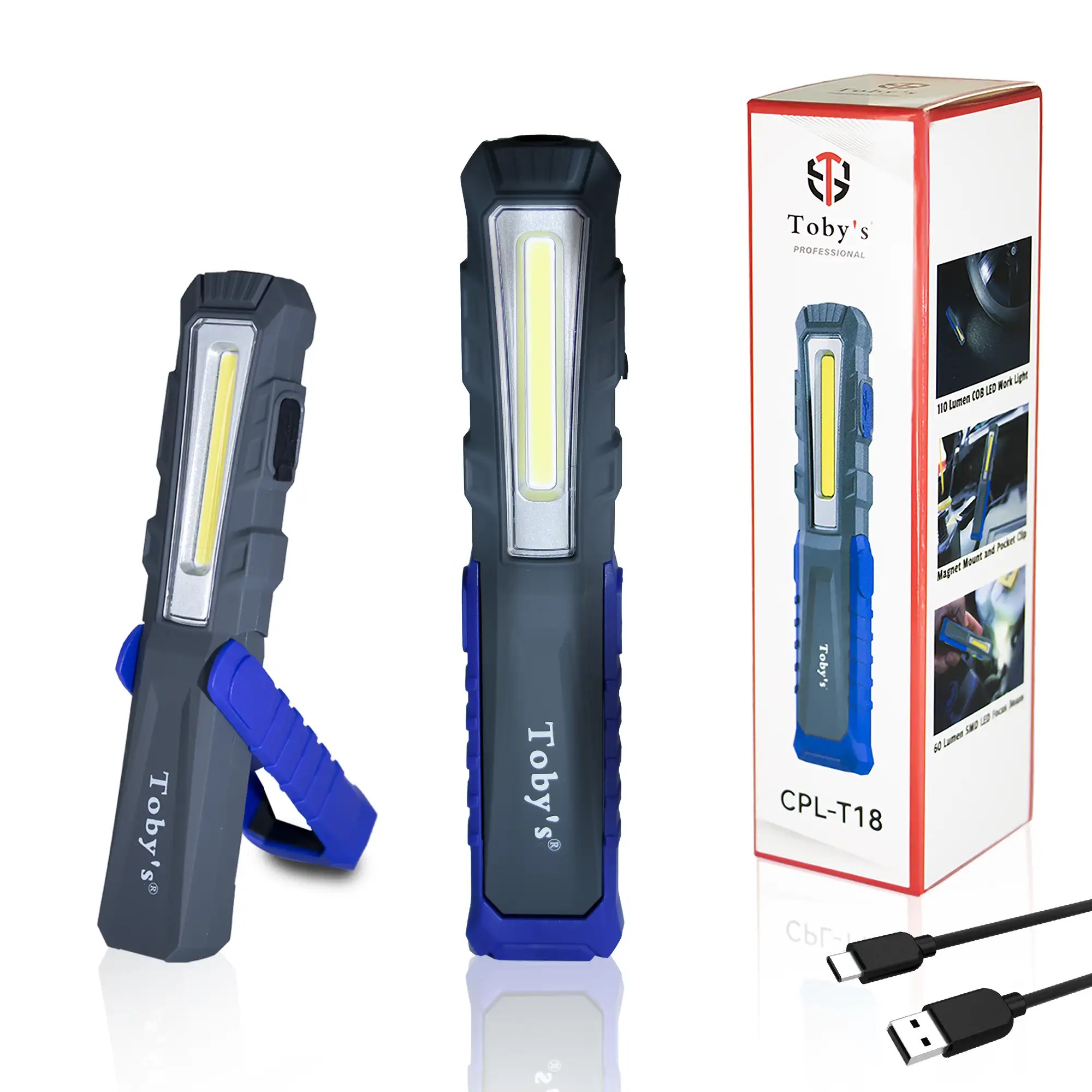 Toby's CPL-T18 LED Workshop Lamp Inspection Lights with Hook and Magnetic Holder, Double Power LED Camping Lamp for Car Repair Workshop Camping (T18)