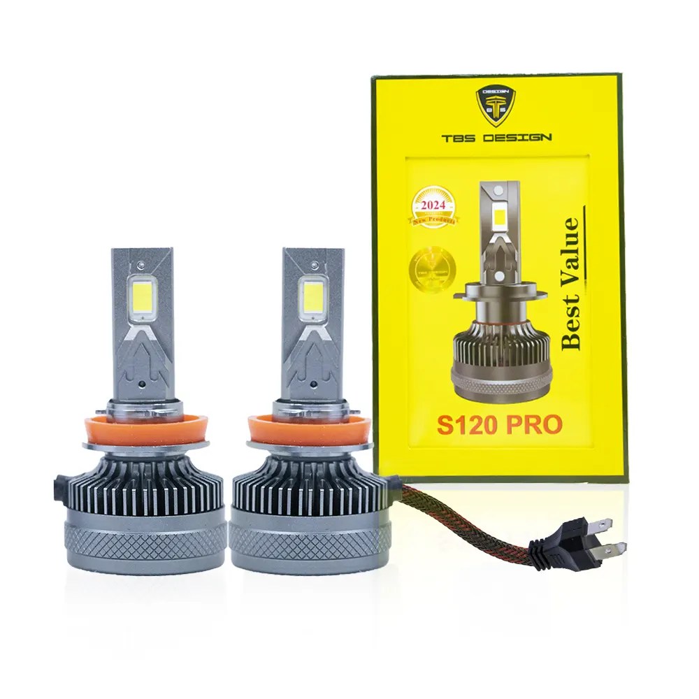 TBS DESIGN New S120 PRO 2024 Upgraded H7 LED Headlight Bulbs,12000LM Super Bright, Headlights Conversion Kit 6500K Xenon White, Halogen Replacement with Fan ,Pack of 2