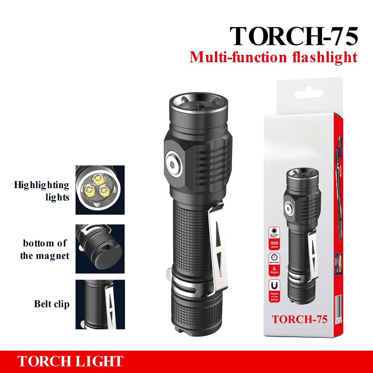 Toby's New Torch with 1000 Lumen Pocket Flashlight for Camping Outdoor Hiking Emergency